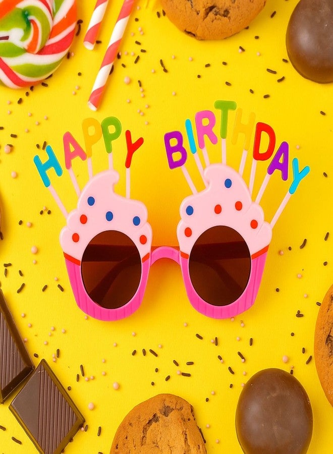 وي3 نظارات واقية مزخرفة لحفلات أعياد الميلاد للأطفال والكبار، نظارات بلاستيكية ملونة بتصميم عيد ميلاد سعيد، مرحة وقابلة للتصوير (عبوة من قطعتين، وردي وأبيض) - Image 4